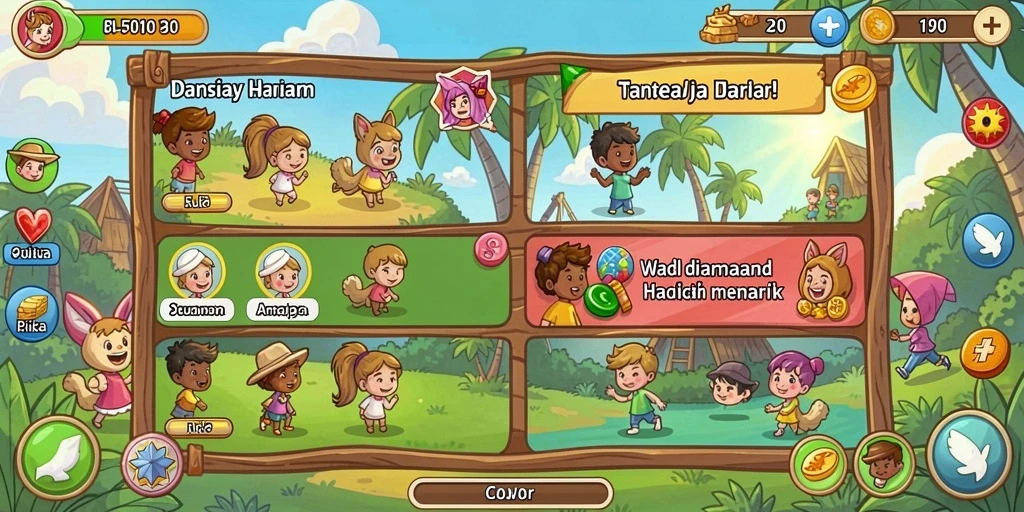 Tampilan menu utama GEMS365 yang menarik.